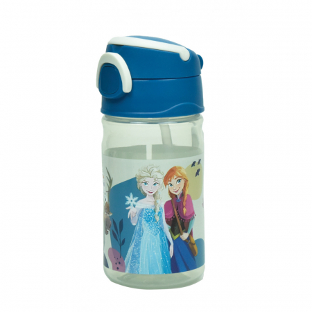 Cani, pahare si accesorii bebe - Sticla apa cu pai, Disney Ice Magic Together, plastic, 350 ml