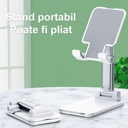 Suport pentru desktop ipad telefon tablet Stand Pliabil universal iPad Samsung Huawei Xiaomi Alb [4]