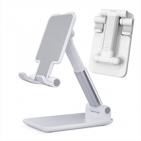 Suport pentru telefon, Pliabil, Ajustabil, Alb [5]