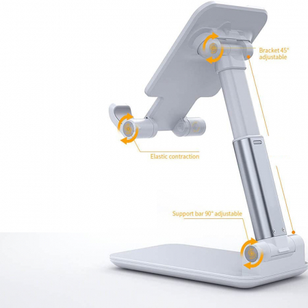 Suport pentru telefon, Pliabil, Ajustabil, Alb [4]
