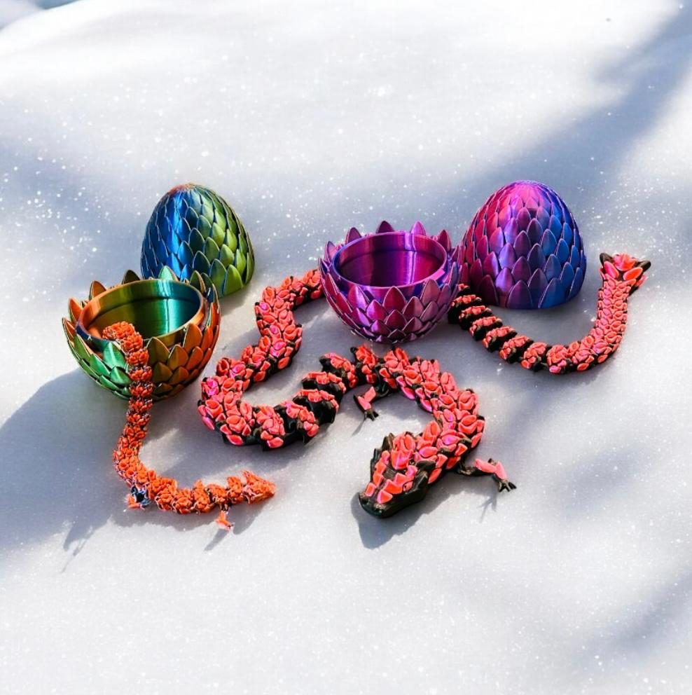 Bloom Dragon – dragon articulat negru-roșu cu design floral [3]