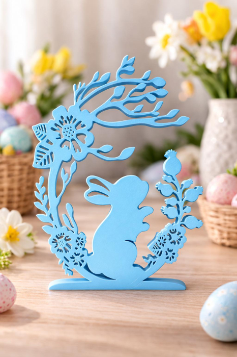 Decor de Paste cu iepuras floral – ornament decorativ 3D [3]
