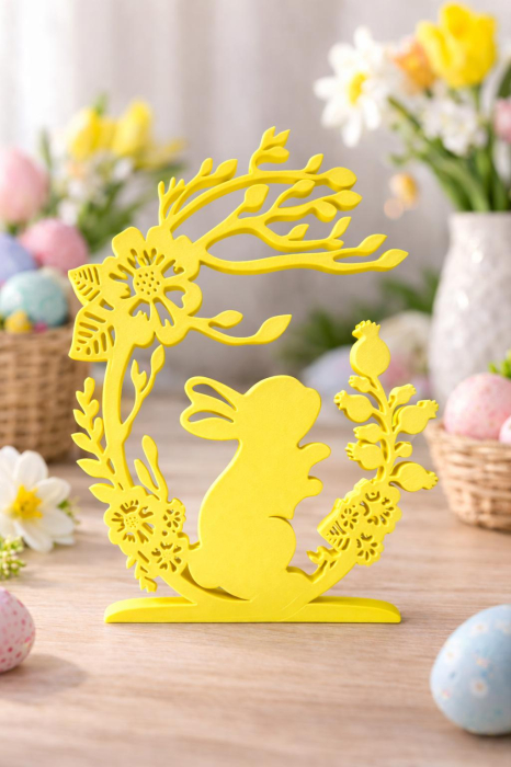 Decor de Paste cu iepuras floral – ornament decorativ 3D [4]