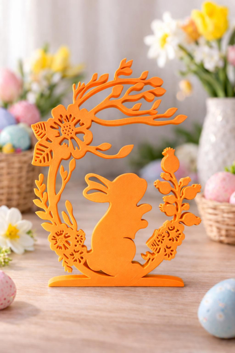 Decor de Paste cu iepuras floral – ornament decorativ 3D [5]