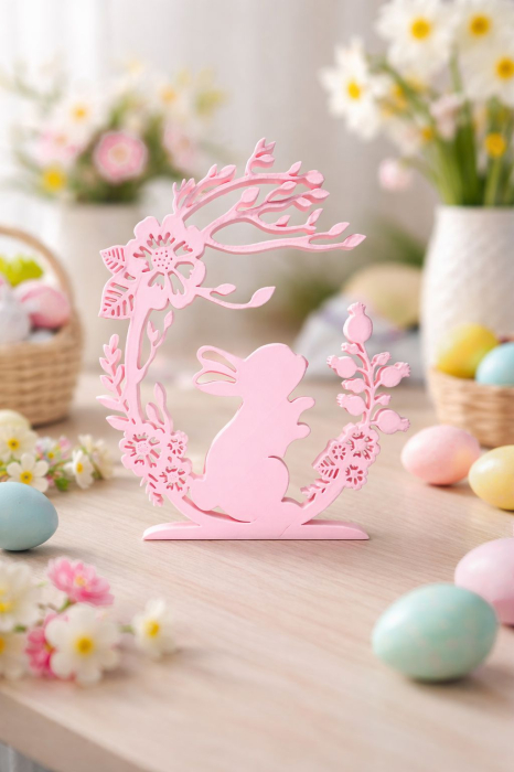 Decor de Paste cu iepuras floral – ornament decorativ 3D [2]