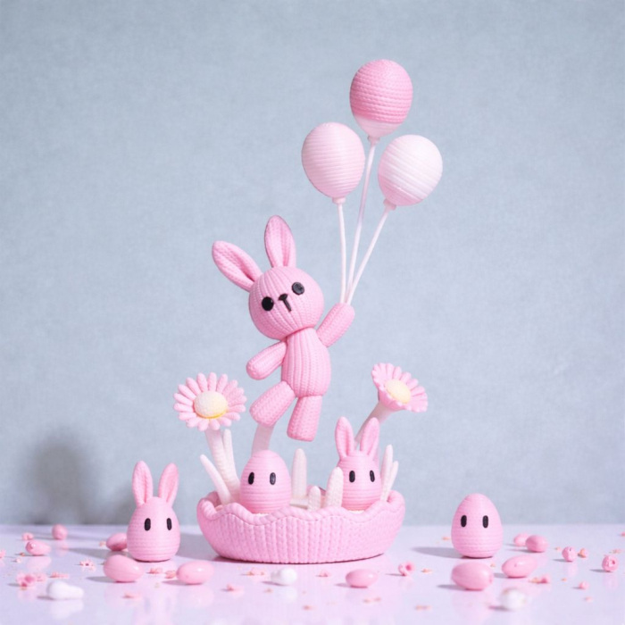 Decor de Paste cu iepurasi si baloane – figurina decorativa 3D  URL produs [3]