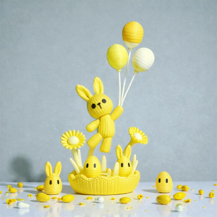 Decor de Paste cu iepurasi si baloane – figurina decorativa 3D  URL produs [4]