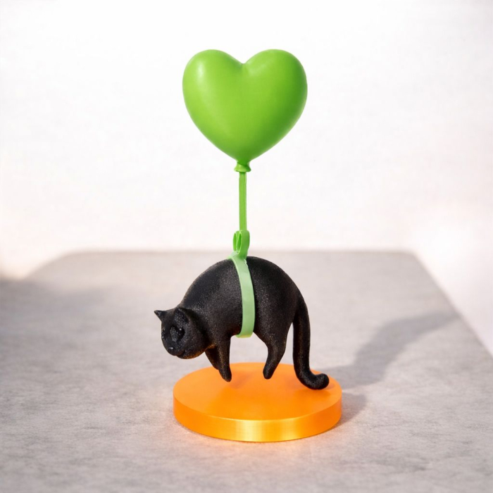 Pisicuta suspendata cu balon in forma de inima – decor 3D [2]