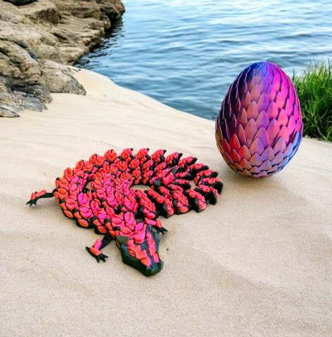 Bloom Dragon – dragon articulat negru-roșu cu design floral [3]