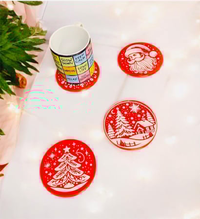 IDEI CADOURI - Suporturi pahar Craciun – set 4 buc – print 3D Alore