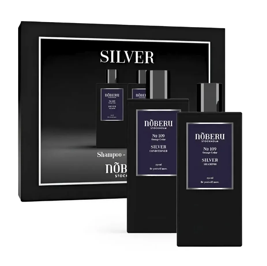 TOATE PRODUSELE - Noberu - Set cadou sampon si balsam pentru par grizonat Silver Giftbox