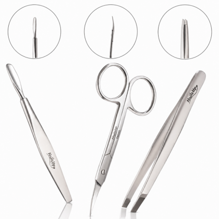 MANICHIURA SI PEDICHIURA - Set NAILSUP Instrumente Profesionale Manichiură, 3 buc pentru Cuticule
