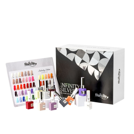 MANICHIURA SI PEDICHIURA - Set Ojă Semipermanentă NAILSUP Infinity Silver 50 Culori cu Catalog Cadou