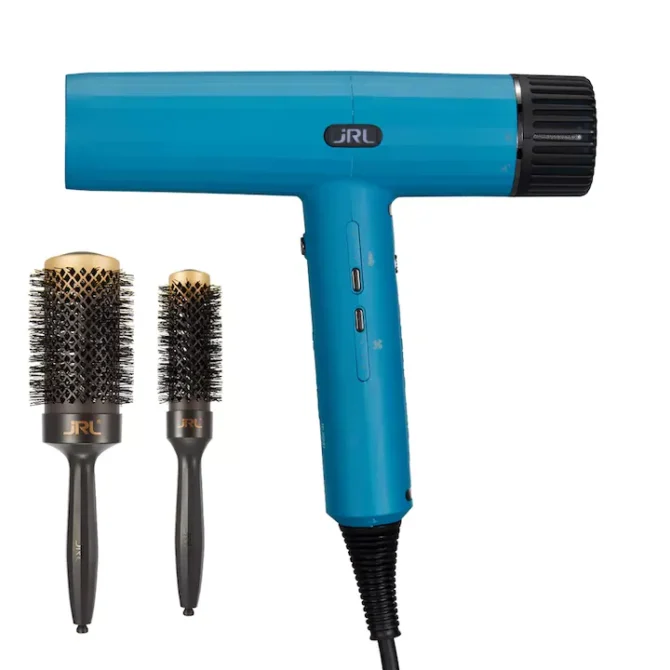 TOATE PRODUSELE - Set Uscator de par JRL Forte Pro Dryer 90.000 RPM Sapphire Blue + 2 Perii pentru par