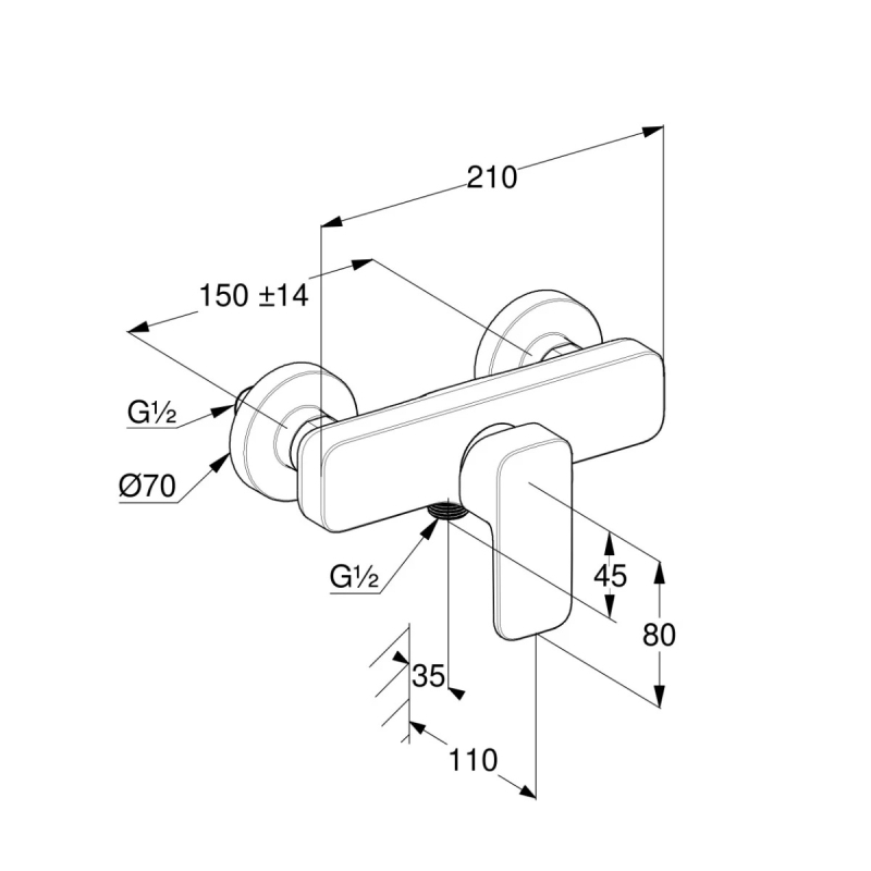 Baterie dus cu monocomandă Renon, 42831N075, auriu periat [2]