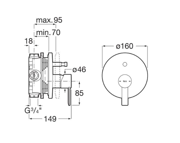 Baterie cada/dus incastrata Targa N, A5A0B5FC00, crom [3]