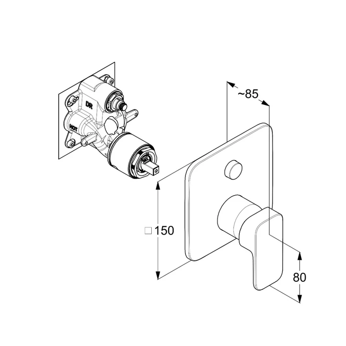 Baterie cada/dus cu monocomandă incastrata, Renon, 42759N075, auriu periat [2]