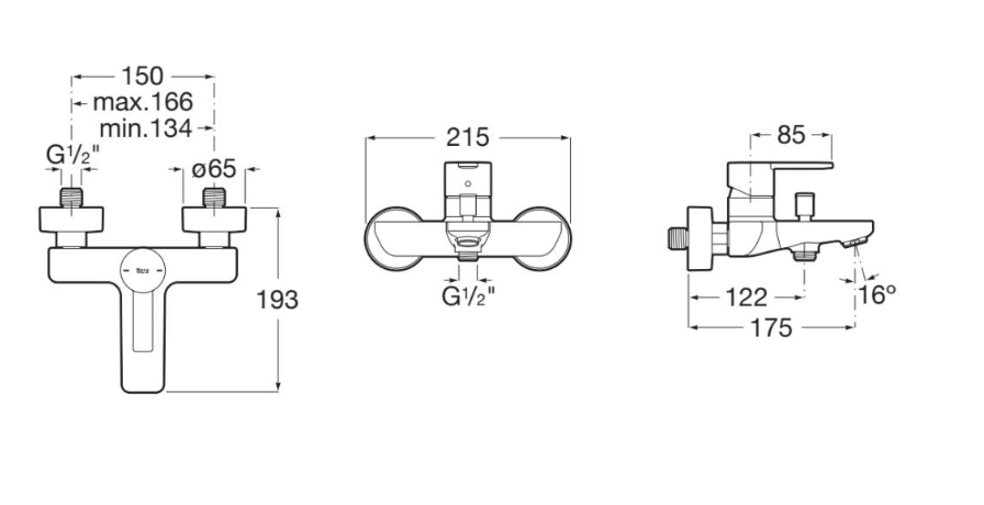 Baterie cada/dus pe perete Targa N, A5A025FNB0, negru, mat [2]