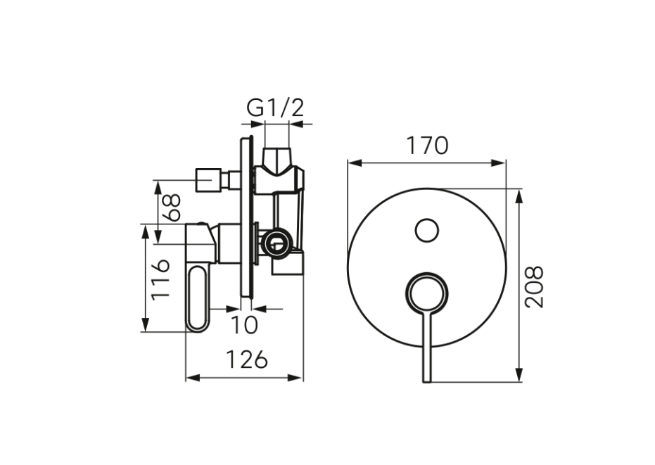 Baterie incastrata cada/dus cu doua iesiri, ZAFFIRO, FD1-ZFR-7P-55, auriu [2]