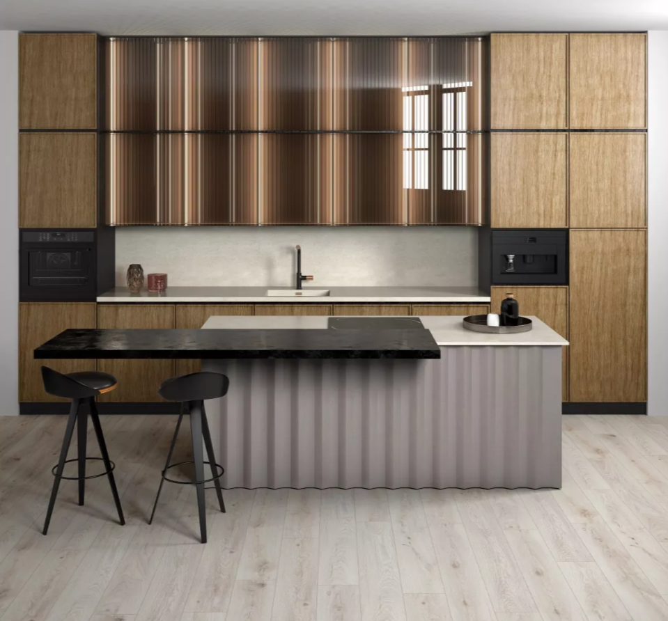 Baterie stativa spalator cu pipa extractibila ARDESIA, FD1-ARD-8-25, negru-roz auriu [3]