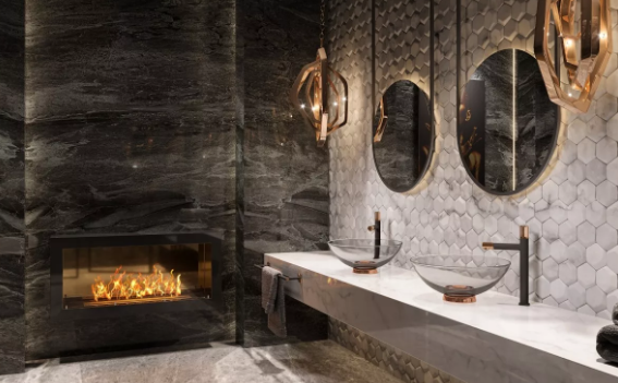 Baterie incastrata lavoar ARDESIA, FD1-ARD-3PA-25, negru-roz auriu [3]