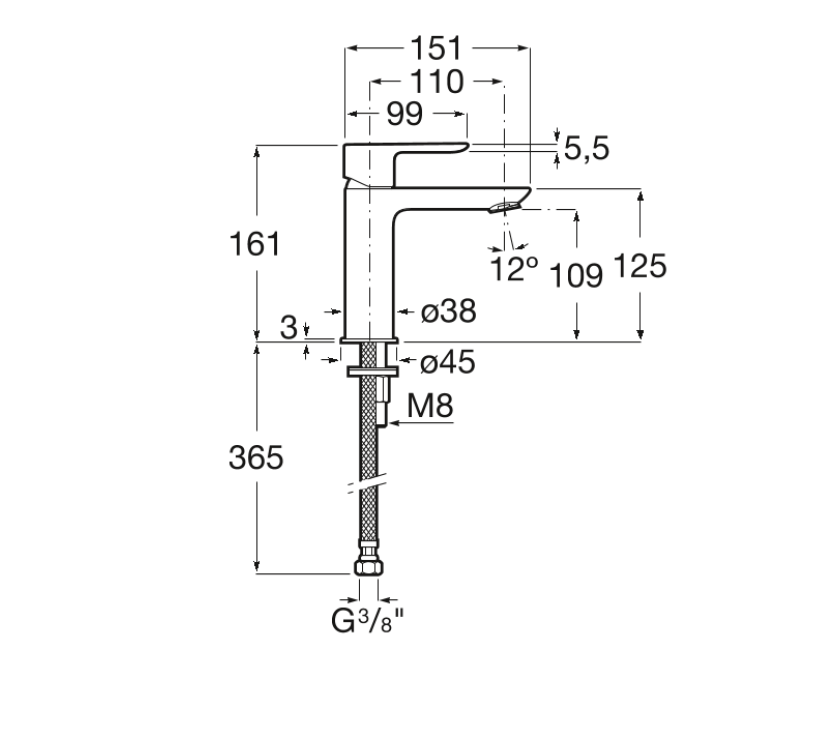 Baterie lavoar Cala Smooth Body Cold Start, A5A326ENB0, negru, mat [7]