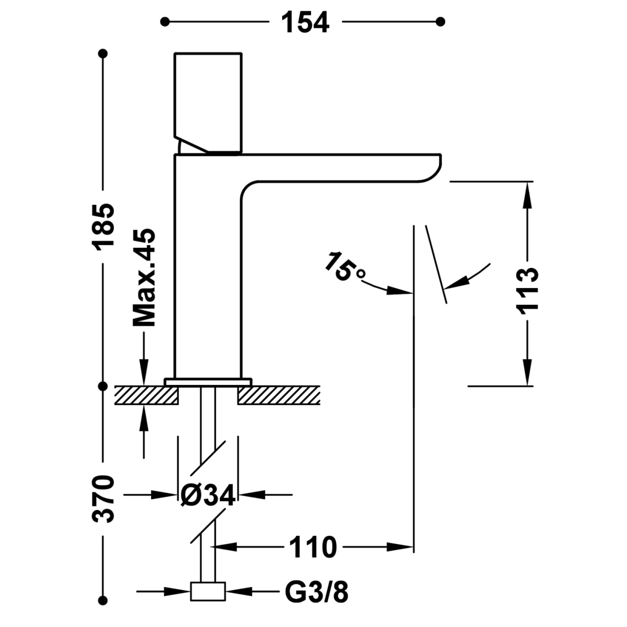 Baterie lavoar LOFT, 20010302AC, argintiu periat [2]