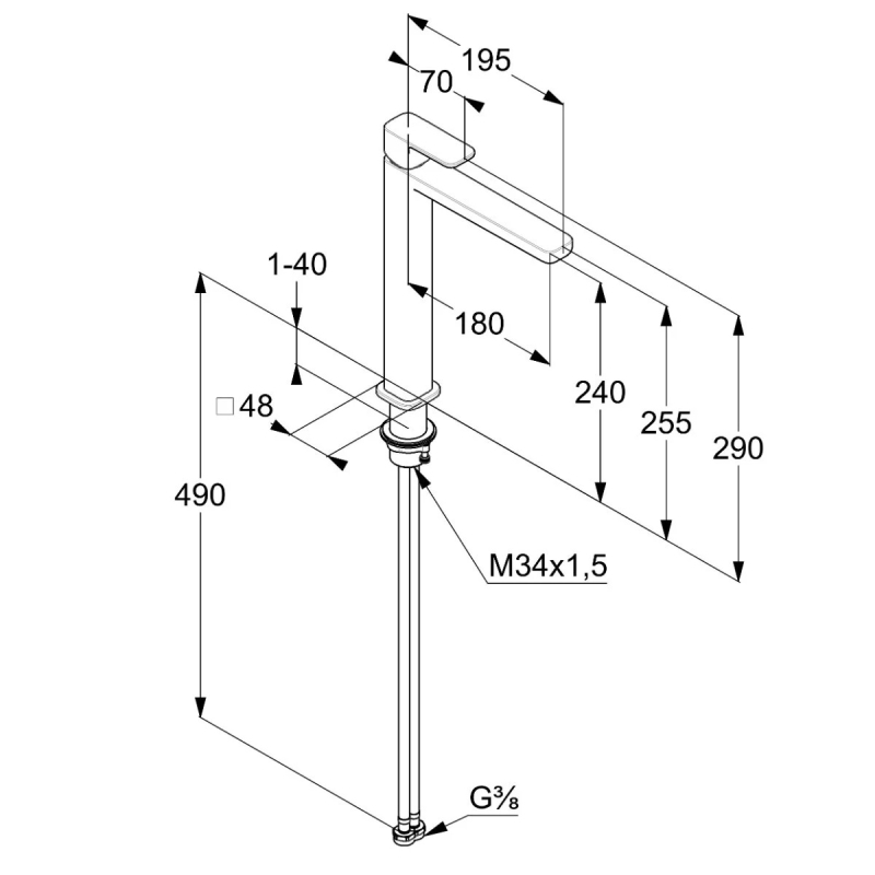 Baterie lavoar inalta cu monocomandă Renon, 422983975, negru, mat [2]