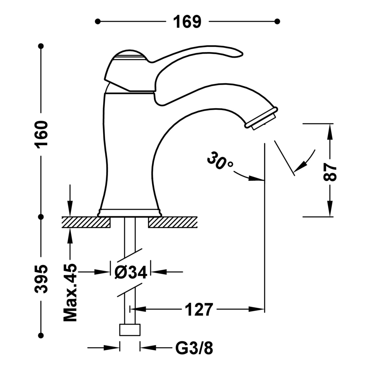 Baterie lavoar cu monocomandă CLASIC, 24210301AC, argintiu periat [2]