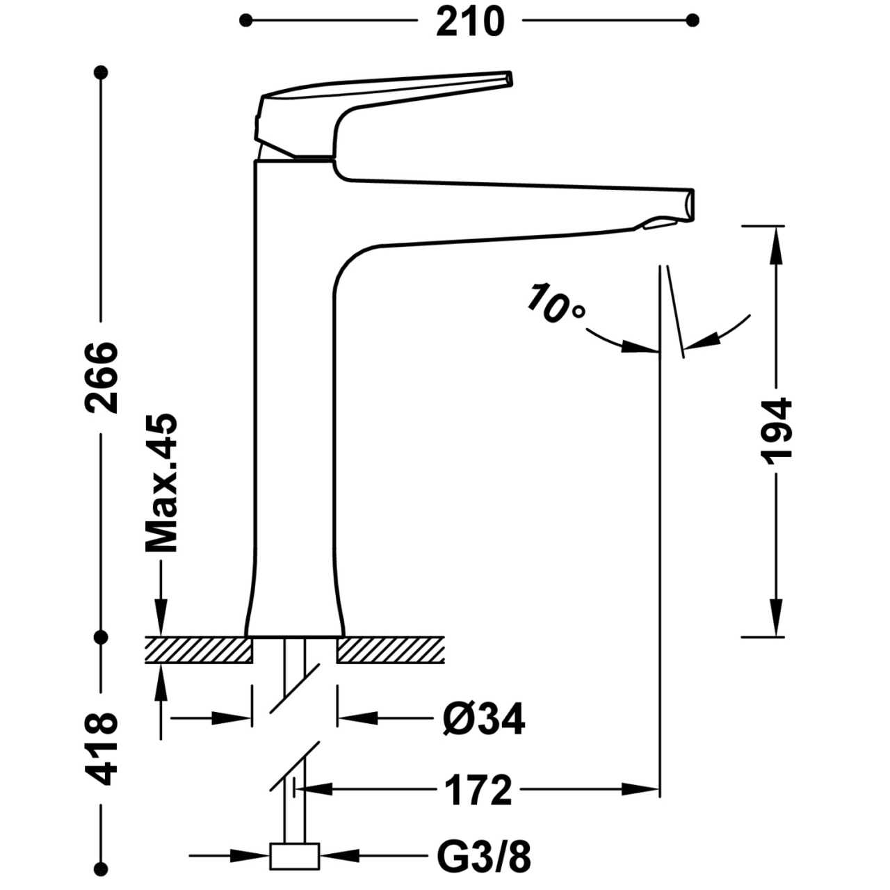 Baterie lavoar FUJI cu monocomandă, 28120301AC, argintiu periat [2]