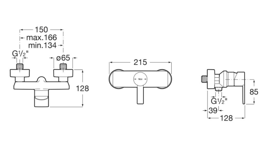 Baterie dus pe perete Targa N, A5A215FVA0, auriu, periat [2]