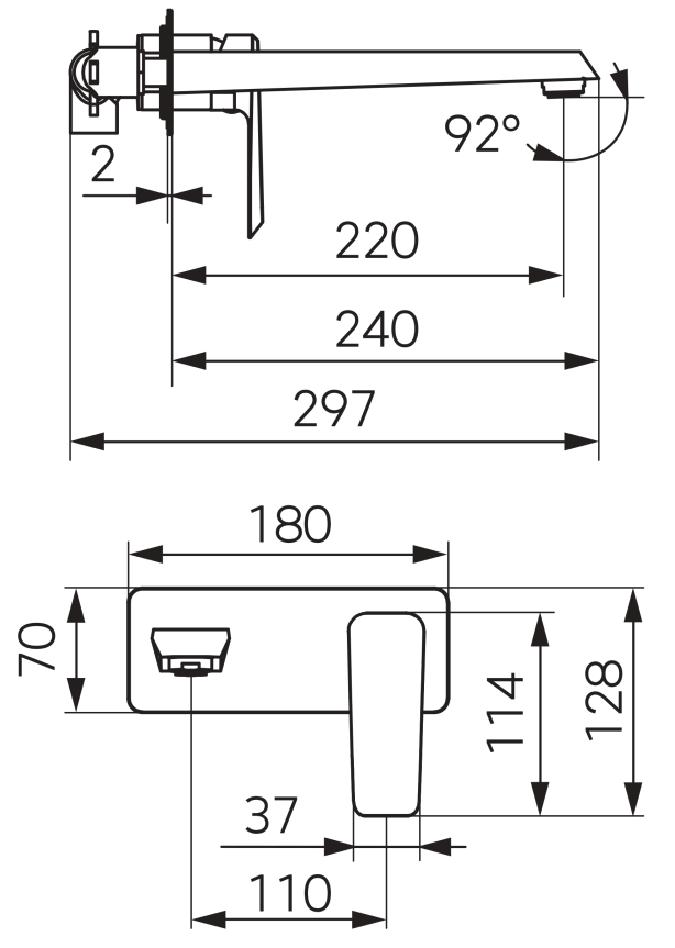 Baterie perete incastrata BRINA, FD1-BRN-3PA-11, crom [2]