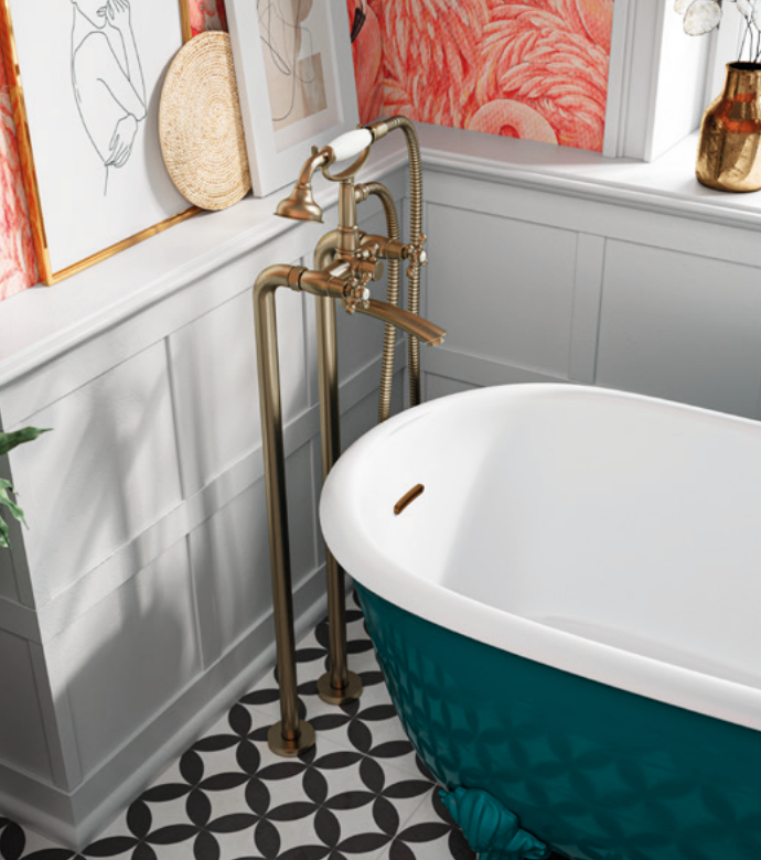 Baterie perete cada/dus LACRIMA, FD1-LRA-11-66, auriu/alb [2]