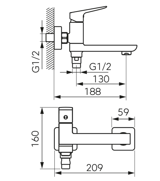 Baterie perete cada dus cu pipa mobila Vitto VerdeLine, crom, BVI1RVL [3]