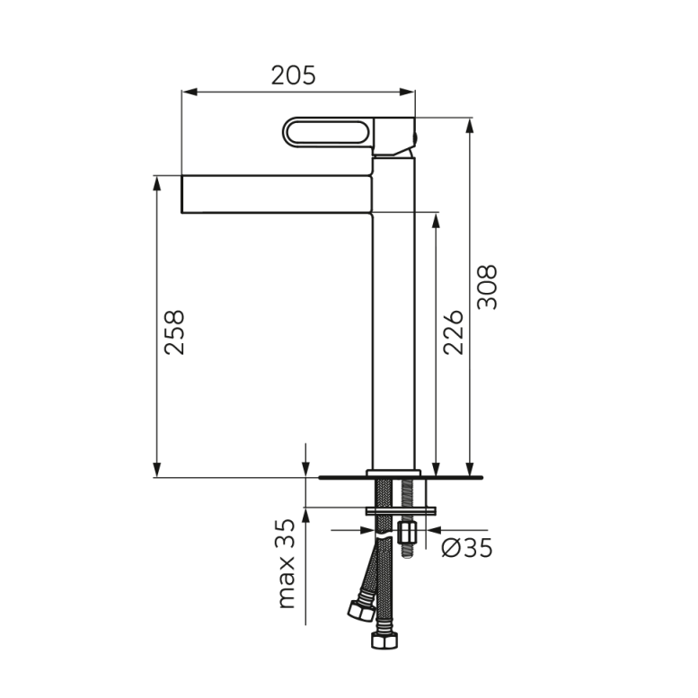 Baterie stativa lavoar inalta ZAFFIRO, FD1-ZFR-2L-25, negru-roz auriu [3]