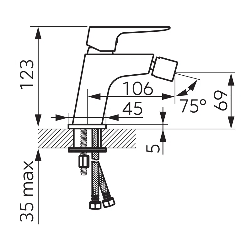 Baterie stativa bideu Vitto Black VerdeLine, negru, BVI6VLBL [2]