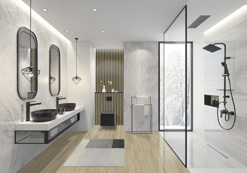 Baterie stativa lavoar inalta, Stratos Black, negru, BSC2LBL [2]