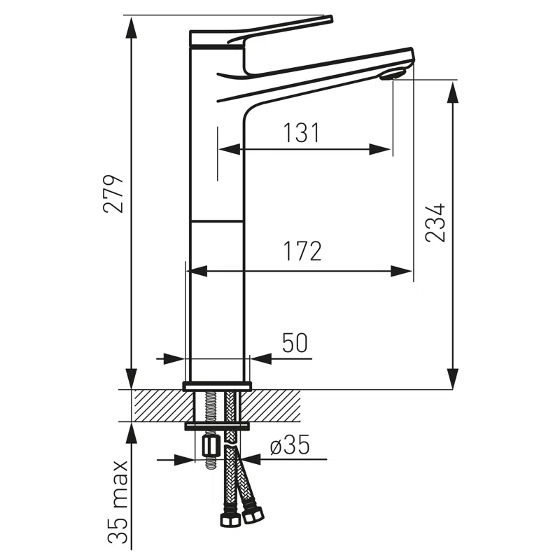 Baterie stativa lavoar inalta, Stratos Black, negru, BSC2LBL [3]