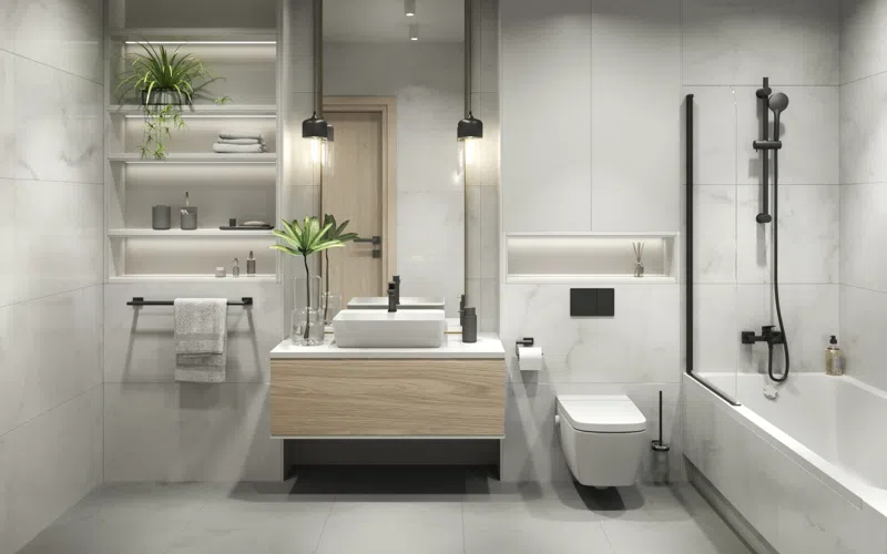 Baterie stativa lavoar cu ventil, Vitto Black VerdeLine, negru, BVI2VLBL [2]