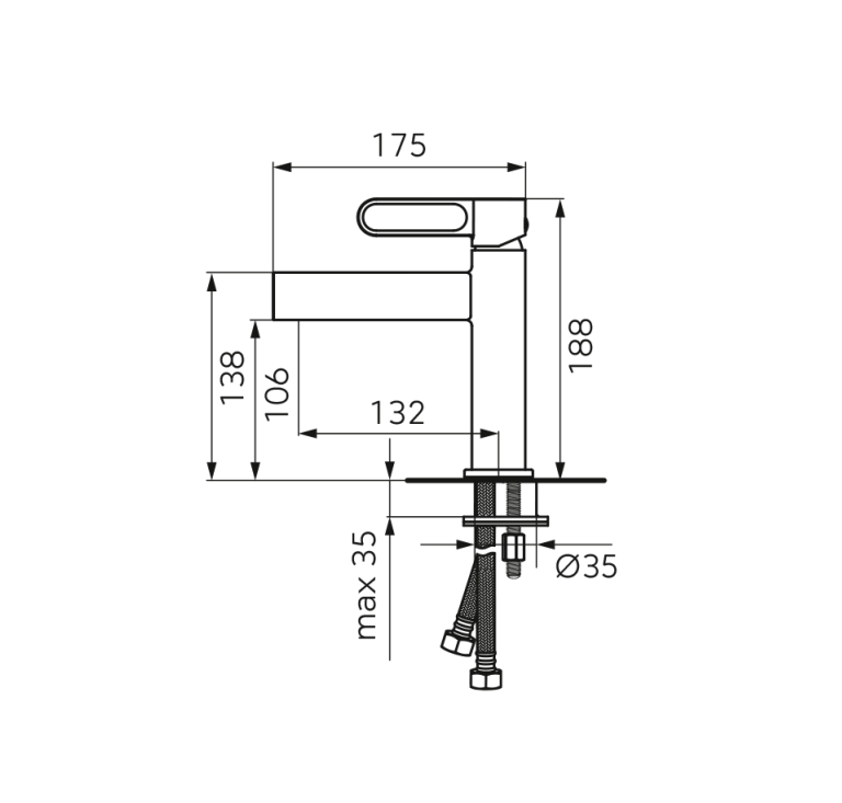 Baterie stativa lavoar ZAFFIRO cu ventil, FD1-ZFR-2-25, negru-roz auriu [2]