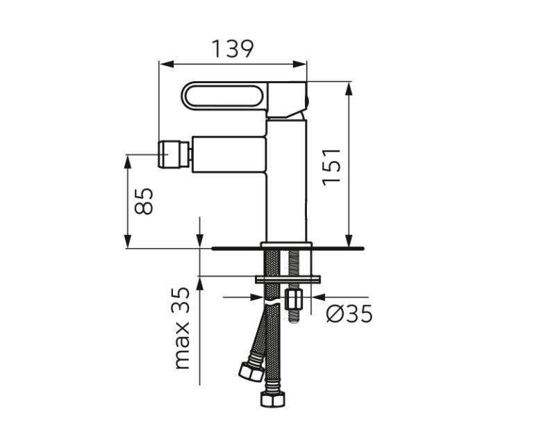 Baterie stativa bideu, ZAFFIRO, FD1-ZFR-6-22, negru, mat [2]