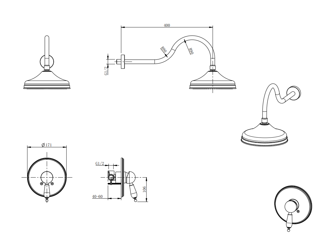 Sistem dus 3 in 1 LACRIMA, FD1-LRA-7PASET2-11, crom [2]