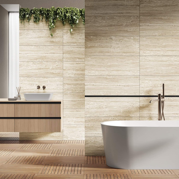 Faianta tip travertine Crotone Str 32.8x89.8, bej, finisaj mat [3]