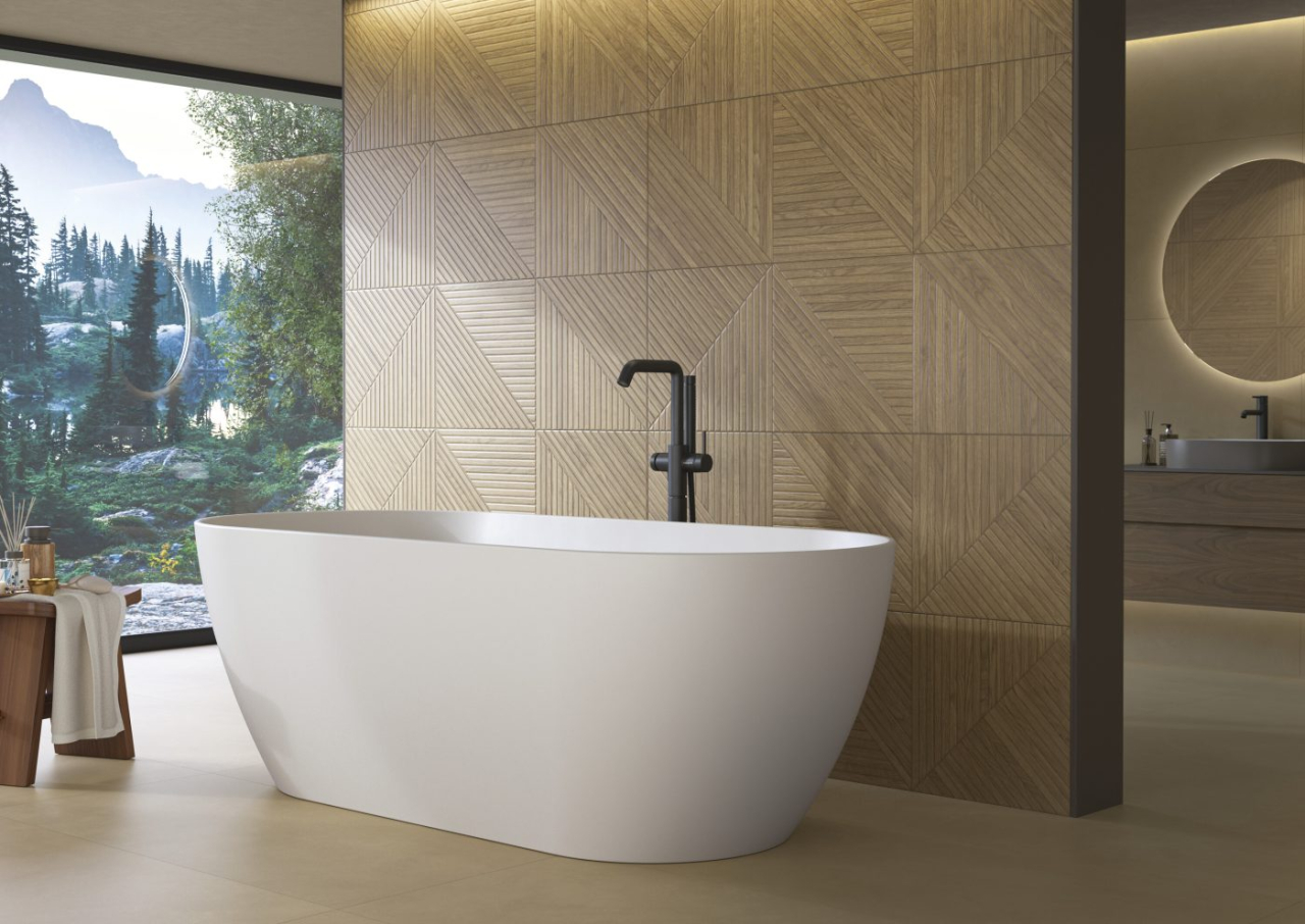Faianta portelanata, Geometric Oak Mat, 40x120 cm, maro, finisaj mat [3]