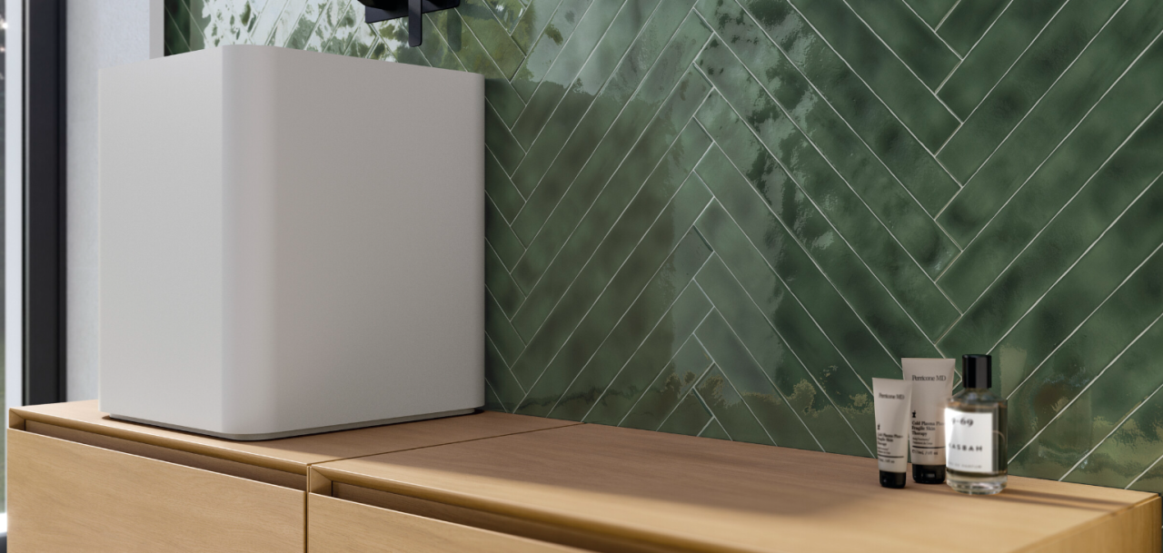 Faianta portelanata reliefata, Lula Green Brilo 5x25, verde, finisaj lucios [2]