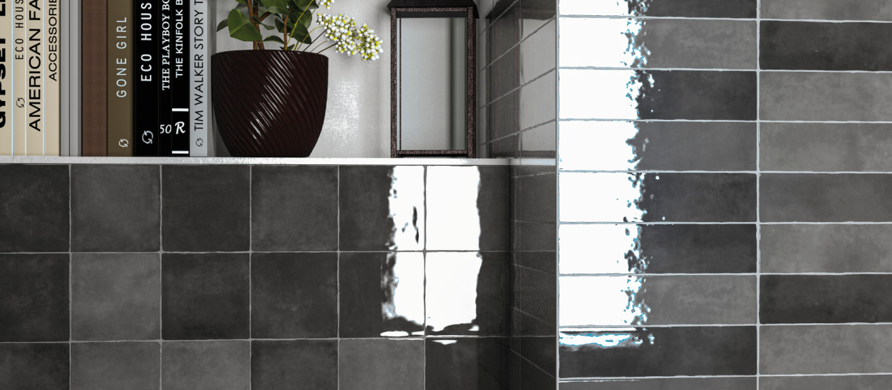 Faianta portelanata texturata, Moos Anthracite Brillo 6.5x26, gri, finisaj lucios [2]