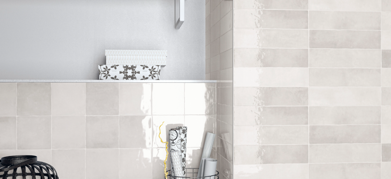 Faianta portelanata texturata, Moos White Brillo 13x13, alb, finisaj lucios [2]