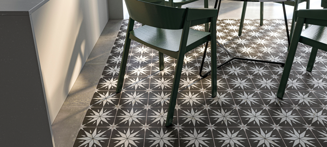 Gresie/Faianta portelanata Ursino Star Mate 20x20, alb-negru, finisaj mat [2]