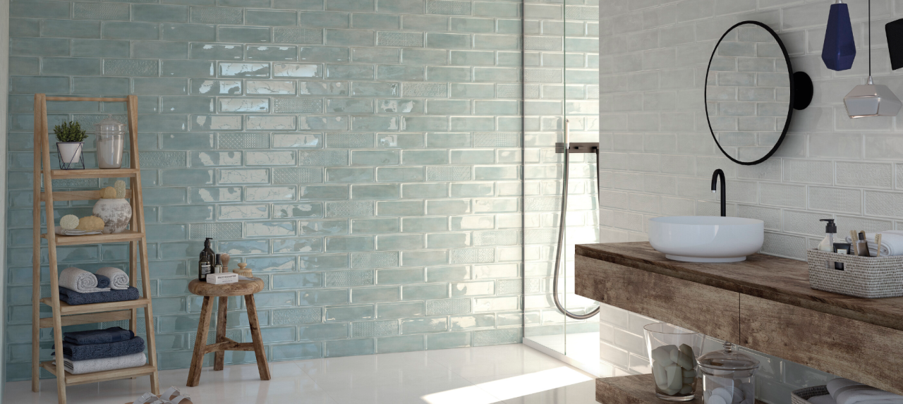 Faianta portelanata texturata, Titan Aqua Brillo 10x30.5, albastru, finisaj lucios [2]