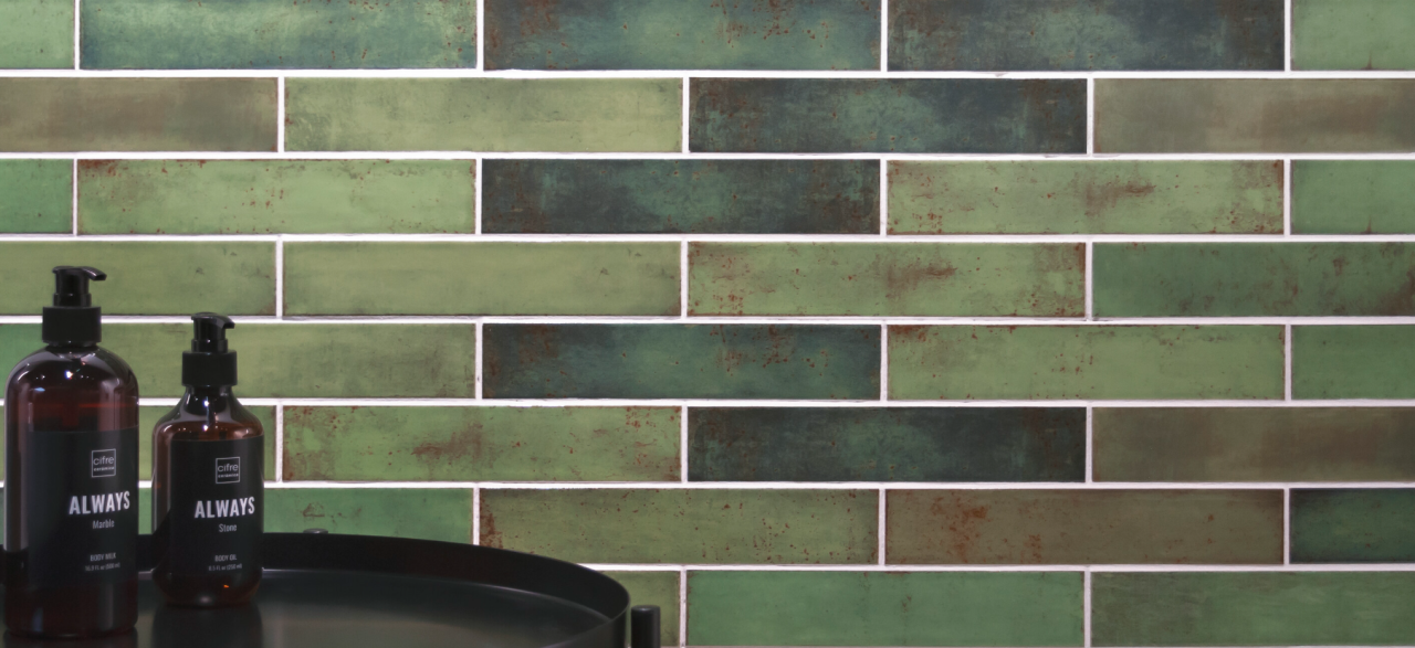 Faianta portelanata tip beton, Nautalis Green 5x25, verde, finisaj lucios [2]